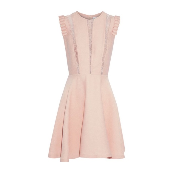 NWOT Sandro Paris Lace Inset Ruffle Dress in Blush FR 36; US 2-4 / Small - Picture 15 of 16